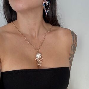 Noir NYC iced out hoop gold plated necklace